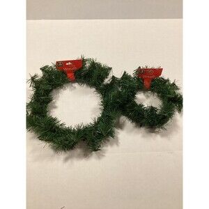 New Christmas House Crafts Green 15” & 12” Small Craft Round Wreath Lot Of 2